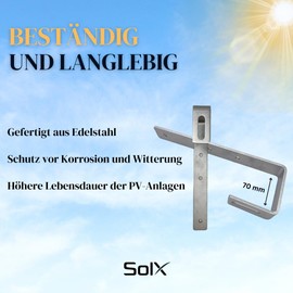 SolX Roof Hook/Balcony Hook, High-Quality Stainless Steel Roof Hooks for Photovoltaic Systems, Made in the EU, Ideal Attachment for Bitumen and Slate Roof, Balcony Mounting, Solar Balcony Power