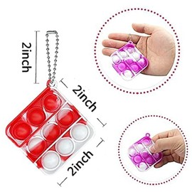 ZNNCO Mini Fidget Toy Push Pop Keychain Toy, Anxiety Stress Reliever Hand Toys, Squeeze Sensory Toys to Relieve Emotional Stress for Kids Adults （Round）