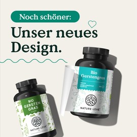 Nature Love NATURE LOVE® Bio Gerstengras - 1500 mg je Tagesdosis - aus deutschem Anbau - 180 Kapseln - Hochdosiert, laborgeprüft, zertifiziert Bio, in Deutschland produziert