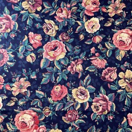 Springs Vintage Large Flowers On Blue 1/2 Yard Springs Cotton Fabric - New