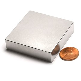 N52 Super Strong Neodymium Block Magnet 2x2x1/2” Flat NdFeB Rare Earth Rectangular Magnet for Science, Projects and Industries, 1-Count