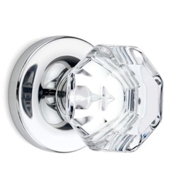 Dummy Octagon Crystal Door Knobs Polished Chrome Round Rosette