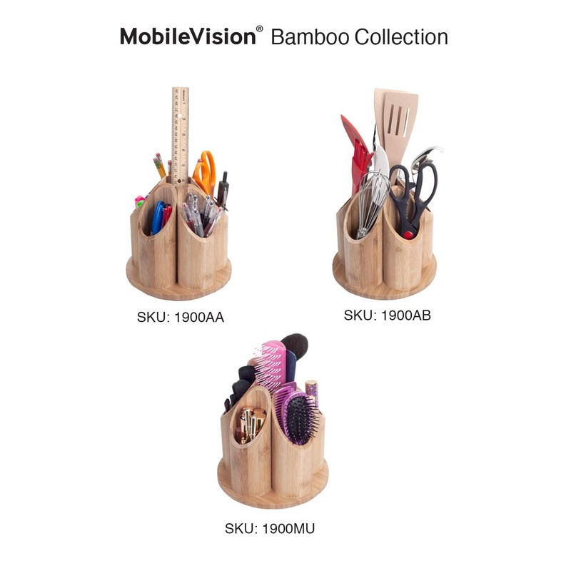 MobileVision Bamboo Circular Rotating Utensil Holder & Kitchen Organizer, 5