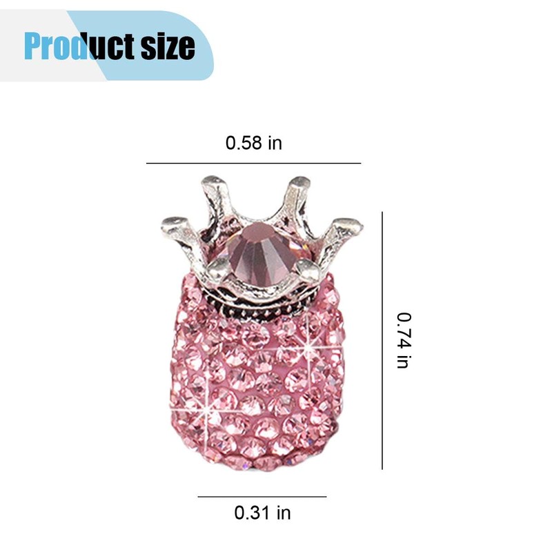 KITUREK 4PCS Crown Car Tire Valve Stem Caps, Crystal Rhinestone,