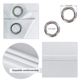 DWCN White Blackout Curtains Short Thermal Insulated Room Darkening Grommet Window Treatment Solid Block Light Curtain Drapes for Bedroom Living Room 38 x 54 Inches Long, 2 Thick Panels