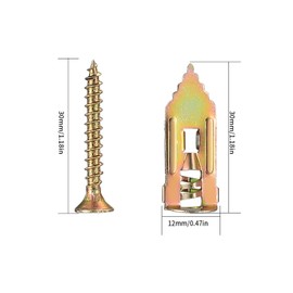 200 Pcs Self Drilling Drywall Anchors with Screws Kit, Zinc Plated Steel Wall Anchors and Self Tapping Screws Heavy Duty, No Drill Or Holes in Wall, for TV, Shelf Straps,Bike,Cabinets (200)