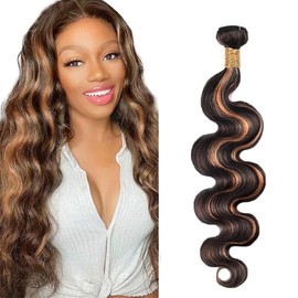 Honey Brown Bundles Light Brown Body Wave Human Hair Bundles 32 Inch Grade 8A Remy Hair 1 Bundle P1B/30 Body Wave Bundles Two Tone Black Mixed With Light Brown Bundles