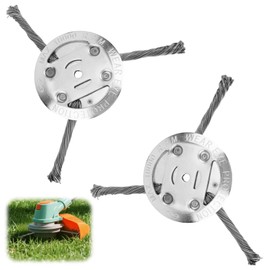 2pcs Steel Grass Eater Trimmer Head, 6 Inch Unbreakable Wire Brush Head Replacement Easy to Use Outdoor Power Tools for Lawn Mower (3 Blades)