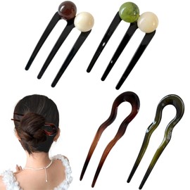 RAYTRUTH Hairpin U-Shaped Hairpin Ball Comb, U-Shaped Comb, For Everyday Use, Hair Ornament, Set of 4