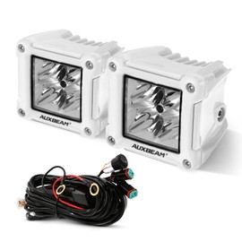 Auxbeam FA Series White Housing LED Pods, 3Inch 40W Spot Beam Offroad Cube Lights, 4800LM All White Body Ditch Lights Spotlights, for Marine Boat 4x4 4WD Motorcycle Truck, Pair