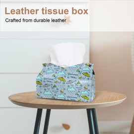 2 Pack Tissue Box Cover Holder, Rainbow Crayon Pencils Rectangle Leather Tissue Case, Decorative Organizer for Tabletop, Bathroom, Car, Office