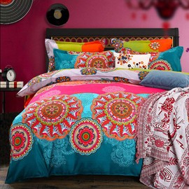 Pangzi Bohemian Duvet Cover Set Lightweight Microfiber Bedding Set (Full)