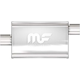 MagnaFlow 4in x 9in Oval Center/Offset Straight-Through Performance Muffler Exhaust Polished Mirror Finish 14325