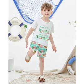 YUEMION Toddler Baby Boy Summer Outfit Baby Boy Clothes Short Sleeve T-Shirts Top + Shorts 2Pcs Boy Clothing Casual Set(White, 12-18 Months)