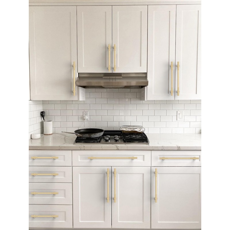 Asimerdeco 10 Pack Brushed Gold Cabinet Pulls 3 Inch(76mm) Kitchen