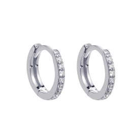 S.Leaf Tiny 14K Gold Hoop Earrings for Women Sterling Silver Flower Hoop Earrings Huggie Mini Hoop Earrings, Sterling Silver, Cubic Zirconia