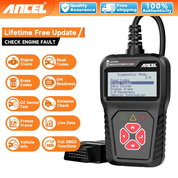 ANCEL AS100 OBD2 Scanner - Car Code Reader & Engine