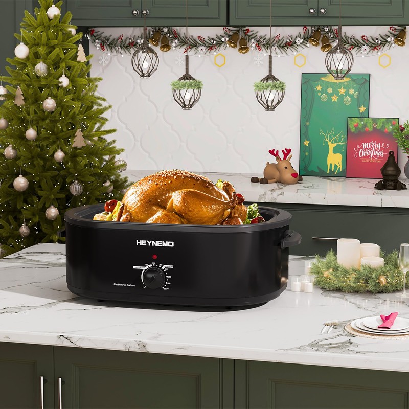 Buffet 22Qt Turkey Roaster with Self-Basting Lid, 1450W Electric Roaster