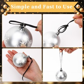 JUNEBRUSHS 300Pcs Christmas Ornament Ribbon Hangers, Hand Tied String Ties Ornament Loops Thin Ribbon for Ornaments Christmas Tree Hanging Decoration Black