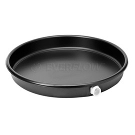 Everflow PWHP24 Plastic Water Heater Drain Pan with 1 in. - 1-1/2 in. PVC Fitting, 24 in. Diameter Black