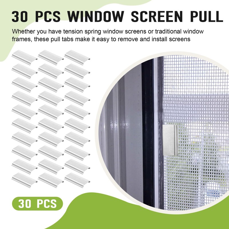 30 PCS Window Screen Pull Tabs Replacement, Durable Window Screen