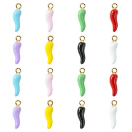 KitBeads 40Pcs Colorful Chili Pepper Charms 8 Colors Vegetable Italian Horn Pendant Charm for Jewelry Making Bracelets Earrings Necklaces Crafts, no, Metal, No Gemstone