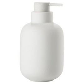 Zone Denmark Sensu Soap Dispenser for Liquid Soap, Pump Dispenser for Bathroom, Stoneware/Ceramic, Scandinavian Design, 300 ml, Height 13 cm, White
