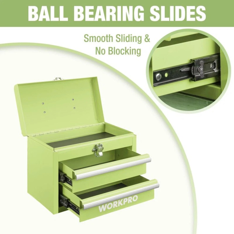 WORKPRO Portable Mini Metal Tool Box Tool Chest With 2