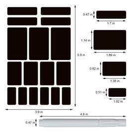 GCYQOOD 85 PCS Labels for Food Containers, for Jars, Glass for Storage Bins, and 1 PCS Marker Pen, Chalk, for Containers, Jar, Shelf, Organization Container (5, 3.93 * 5.9 Inch,Black)