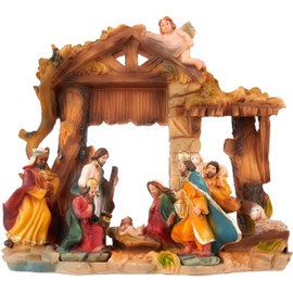 BRUBAKER Christmas Nativity Scene - Jesus, Mary, Joseph and the Kings in the Nativity Stable - 22 cm Table Nativity Scene Christmas Figure with Hand-Painted Figures Made of Polyresin - Nativity Figure