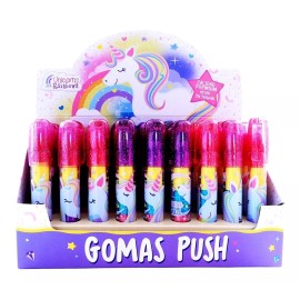 Sac Designs Gomas Push En Forma De Pluma 36 Piezas Unicorn World