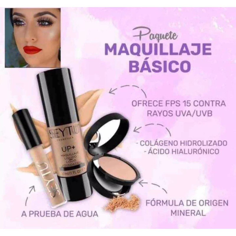 Seytú Kit Completo De Maquillaje Base Polvo Corrector