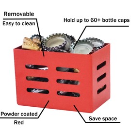 Luwanburg Red Soda Bottle Cap Catcher Wall Mounted Small Beer Top Collector Mountable for DIY RV Fridge Gift