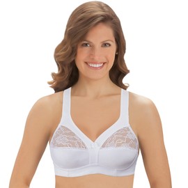 Collections Etc Women's Underwire-Free Comfortable Cotton Bra White 44D
