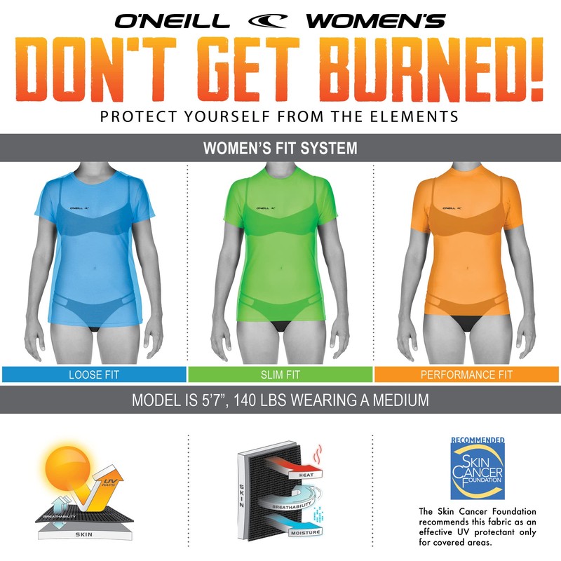 O'Neill Wetsuits Women's Standard Side Print Short Sleeve Rash Guard,