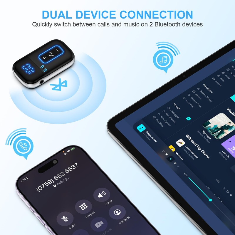 3.5mm Aux Bluetooth Car Adapter, Bluetooth 5.3 Receiver for Car,