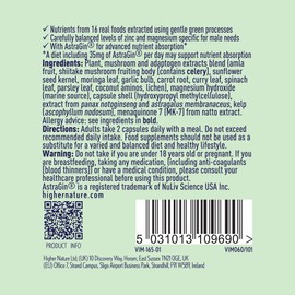 Higher Nature - Vitality Multivitamin for Men - True Food Formula Nutrients from 16 Real Foods - Vegan - One Month Supply - 60 Capsules