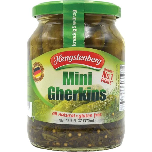 Hengstenberg Mini Gherkins Pickle, 12.5 Ounce (Pack of 12)