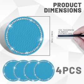 Wedcool 4 PCS Bling Car Cup Coaster, Car Cup Holder Coaster, Universal Non-Slip 2.75Inch Cup Holders Embedded in Ornaments Coaster, Car Interior Accessories for Women and Men (Light Blue/4pcs)