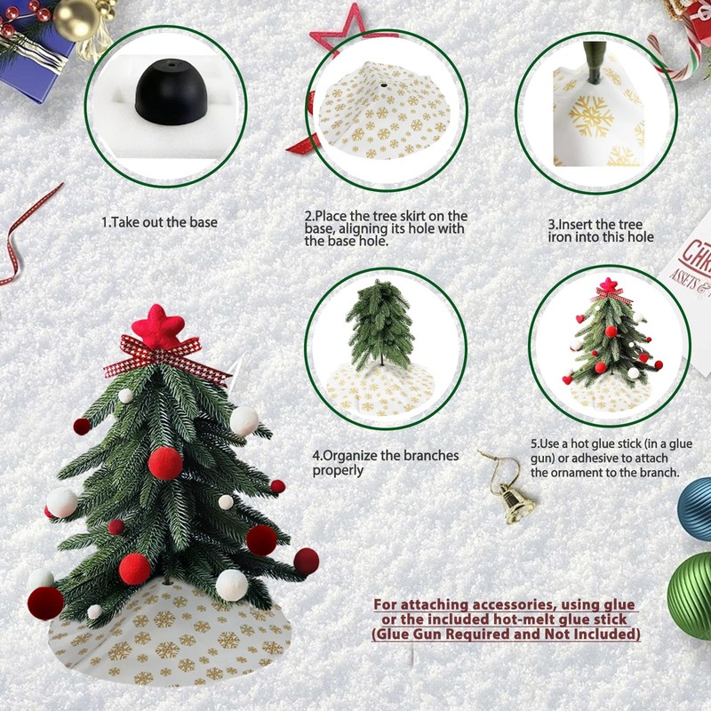 15Inch Mini Christmas Tree, Miniature Pine Xmas Tree, Tabletop Christmas