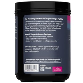 NeoCell Super Collagen Peptides, 20g Collagen Peptides per Serving, Gluten Free, Keto Friendly, Non-GMO, Grass Fed, Healthy Hair, Skin, Nails and Joints, Unflavored Powder, 21.2 oz., 1 Canister