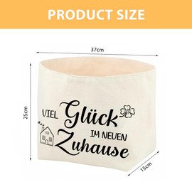ZJKUBOIS Brotkorb aus Stoff, Geschenk zum Einzug oder Auszug, Brötchenkorb mit Viel Glück im Neuen Zuhause, Einzugsgeschenke Neue Wohnung (Viel Glück im Neuen Zuhause)
