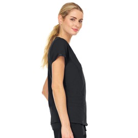 MediChic Women Scrubs Mock Neck Four Pocket Scrub Top with 4-Way Stretch, Available in Over 20 Colors Black