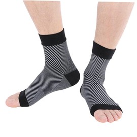 TOVINANNA 2pairs Elastic Compression Foot Sleeve Socks for Ankle Support and Heel Breathable Socks for Everyday Use Xl Black