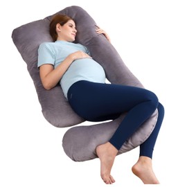 RELY+ Gynaecologist ENDORSED U Shaped Full Body Maternity Pillow for Sleeping - Unbreakable Zipper & Removable Cover - Support for Legs, Belly, Back & Side Sleeping, Grey