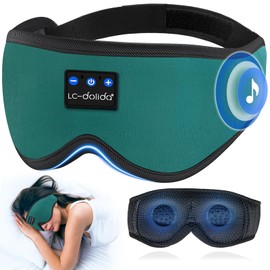 LC-dolida Bluetooth Sleep Mask with Headphones, Upgraded 3D Bluetooth Sleep Headphones 100% Blackout Eye Mask Headphone for All Seasons,Soft Eye Mask for Sleeping for Travel/Nap/Yoga/Relaxation