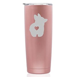 Rose Gold Double Wall Vacuum Insulated Stainless Steel Tumbler Travel Mug Corgi Butt (Skinny 20 oz)