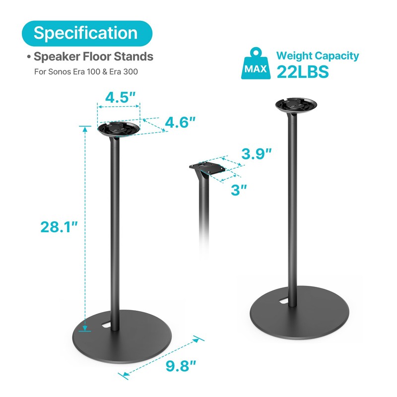 Pegzone Speaker Stands Pair Compatible with Sonos Era 100 and
