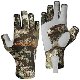 Bassdash ALTIMATE Fishing Gloves Sun Protection Fingerless Hunting UPF 50+ Men’s Women’s UV Gloves (ALTIMATE I - Grunge Camo, X-Large)