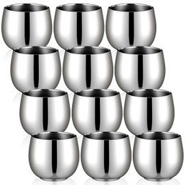 LemonRoad 12 Pack Double Wall Stainless Steel Cups Insulated Tumbler Unbreakable Stackable Water Tumblers Metal Coffee Cups Drinking Glasses for Home Restaurant Party Travel Camping Outdoor(5oz)